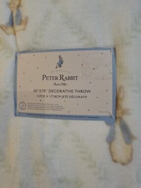 ​NWT Peter Rabbit Beatrix Potter 50x70 Plush Throw Green Lattice Vine